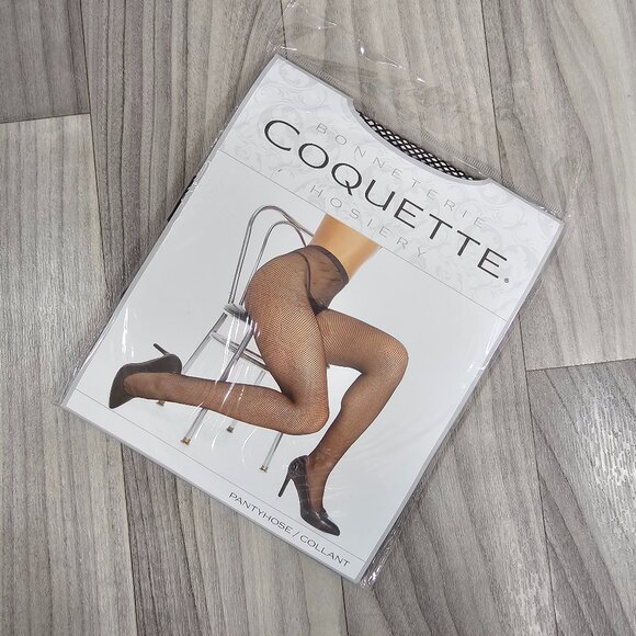 Coquette Black Fishnet Pantyhose Tights One Size - Picture 1 of 3